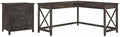 Bush Furniture L Shaped Desk with Lateral File Cabinet | Key West Collection Corner Computer Table with Storage for Home Office with Filing Unit | 60Wx60Dx30H