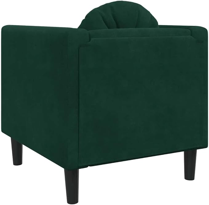 vidaXL Velvet Accent Sofa Chair - Dark Green Living Room Armchair with Cushion and Pillow 28x30.3x27.6 inch Comfort Seating