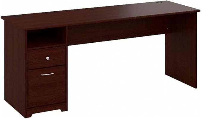 Bush Furniture Cabot 72W Computer Desk with Drawers in Harvest Cherry Large Work Table and Built-in Storage for Home Office 6 Foot Long Desktop