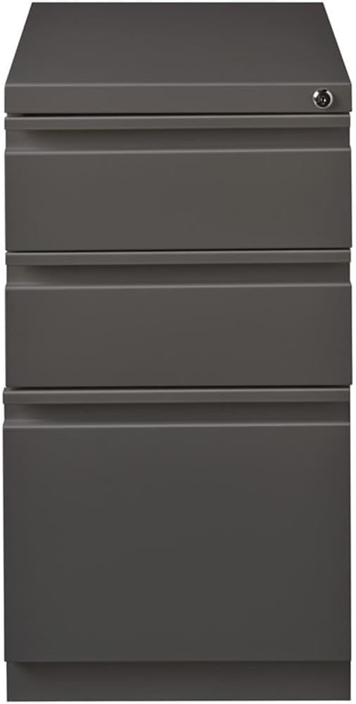 BOWERY HILL 3-Drawer Mobile Metal Filing Cabinet 20 Depth Espresso Finish Durable Commercial Grade with Full Extension Drawers Locking Storage for Office Fits Letter-Size Files