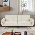 Convertible Futon Sofa Bed Modern Futon Couch with 2 Pillows Small Futons Couch with Adjustable Armrest &amp Backrest Loveseat Sofa Bed for Living Room Bedroom Beige