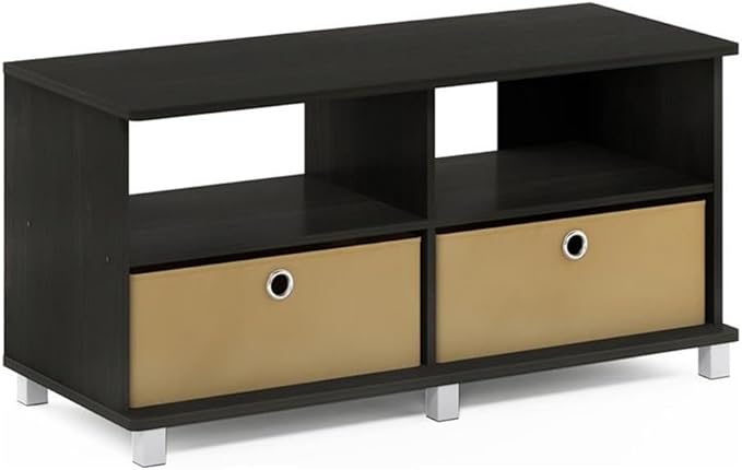 Furinno Entertainment Center w/2 Bin Drawers Espresso/Brown