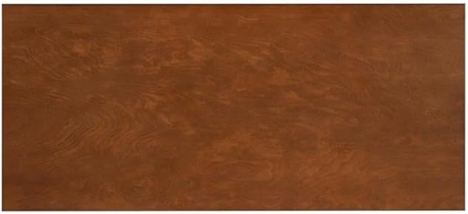 Allora 1-Drawer Mid-Century Wood Desk Warm Walnut Finish 42W x 19D x 29.63H Rubberwood and Birch Veneer Rounded Legs Sleek Black Drawer Knob Home Office Desk for Bedroom or Living Room Use
