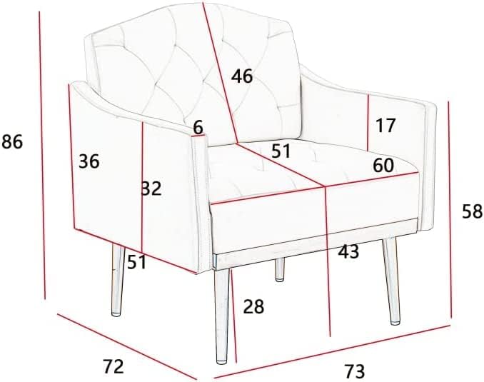 Velvet Tufted Accent ChairModern Upholstered Accent Living Room ChairComfy Armchair with Rose Golden Metal LegsTufted Singe Sofa Chair for Reading or Loungingfor Bedroom Office Decorative (Pink)
