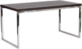 Pemberly Row Modern Rectangular Writing Desk Wood Veneer &amp High Polished Steel Espresso Finish 59 W x 30 D x 30 H Sturdy Home Office Desk