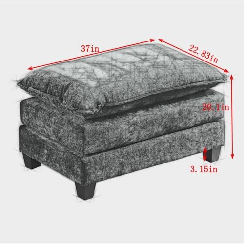 L Shaped Sectional Sofa Cloud Couch for Living Room 78 Chenille Comfy Boucle Modular loveseat Sofa Modern Upholstery Sofas with Ottoman &amp Memory Foam Black