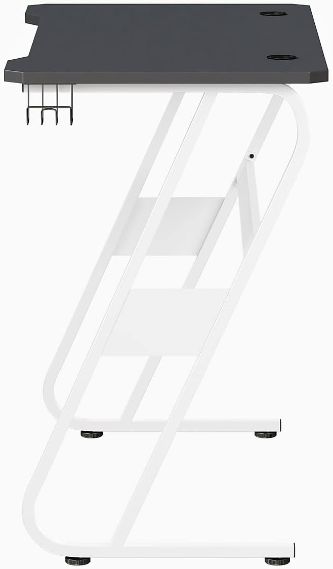 Flash Furniture Fisher Gaming Desk - White Ergonomic Computer Desk - 51.5 Gamers Table with Cup Holder and Headphone Hook