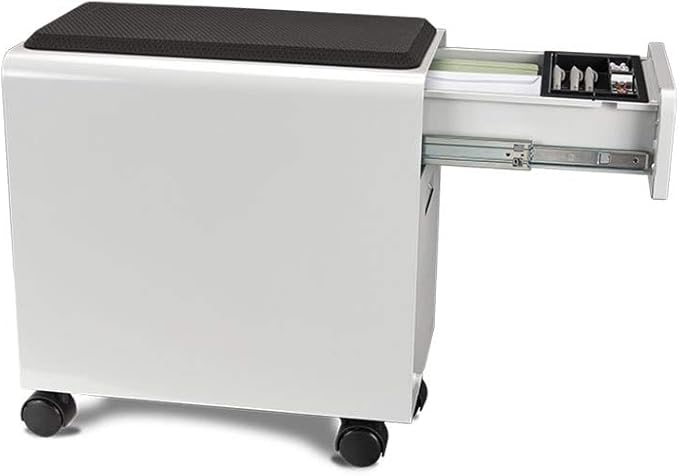 Narrow 2-Drawer File Cabinet with Seat Rolling (White) by Uplift Desk
