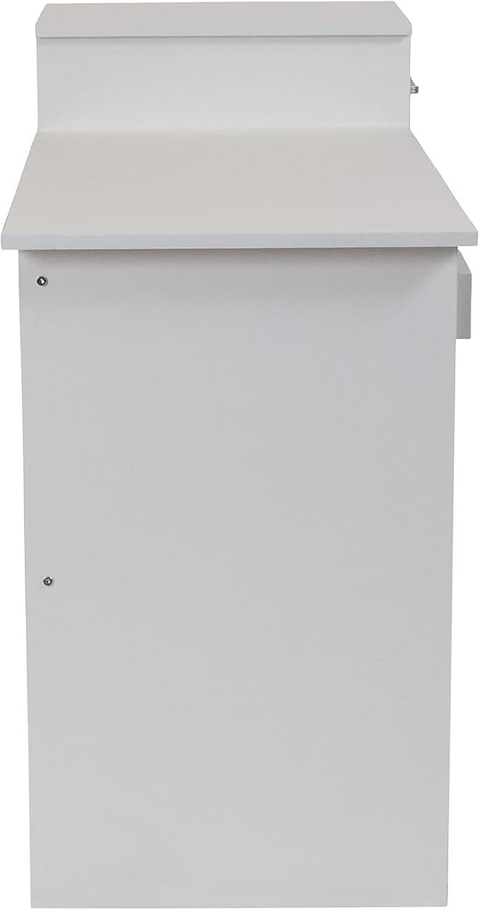 Flash Furniture Highland Park White Computer Desk with Shelves and Drawer