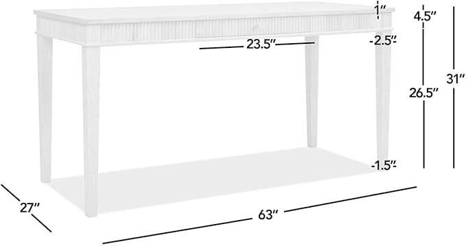 Modern Farmhouse 1-Drawer Fluted Home Office Writing Desk Natural Blonde Solid Rubberwood &amp Rubberwood Veneer