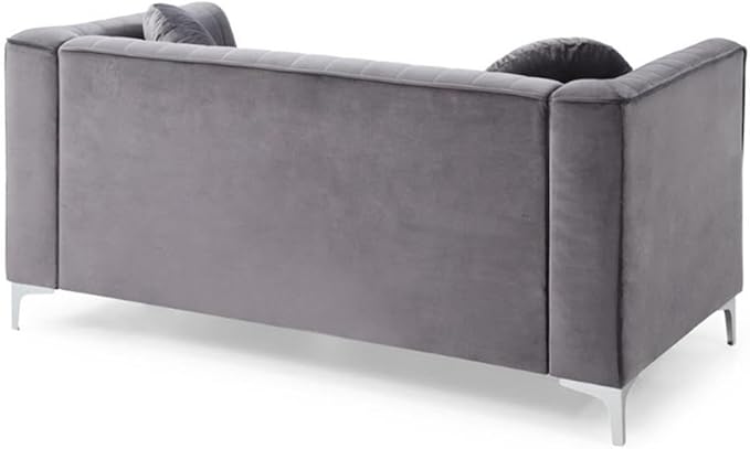 Glory Furniture Delray Velvet Loveseat in Gray