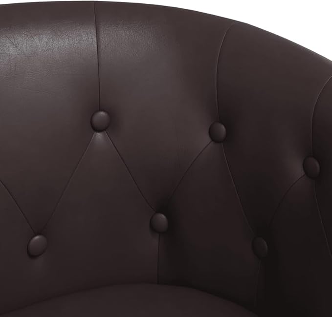vidaXL Modern Tub Chair in Brown Faux Leather - Durable Stain- Armchair for Living Room Bedroom or Office - Comfortable Seat with Thick Padding