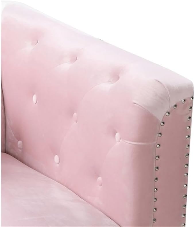 Glory Furniture Pompano Velvet Upholstered Sofa in Pink