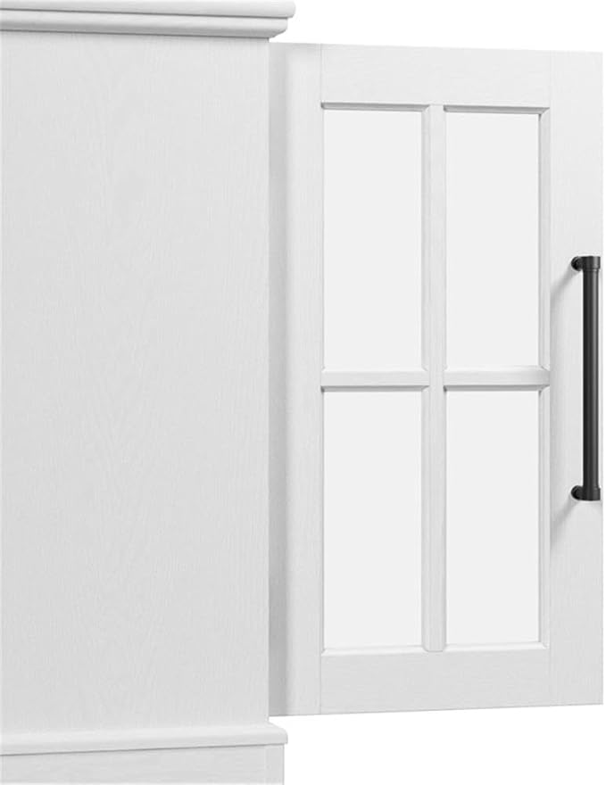 Bush Home Westbrook 60W L Shaped Desk with Hutch and Storage in White Ash Farmhouse Corner Desk for Home Office Workspace