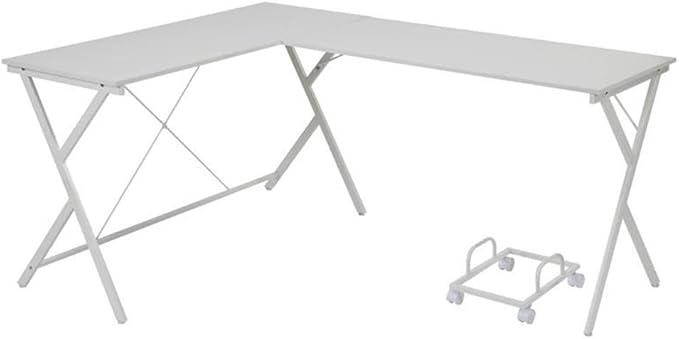 Acme Demas Wooden Top L-Shaped Computer Desk with Computer Holder in White