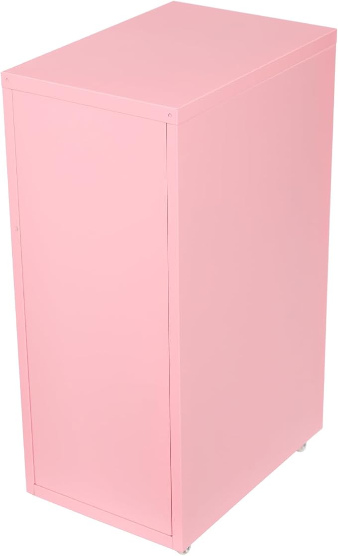 6-Drawer Metal File Cabinet Mobile File Cabinet with Lock Rolling Vertical File Cabinet Under Desk for Home Office 11 * 16 * 27in (Pink)