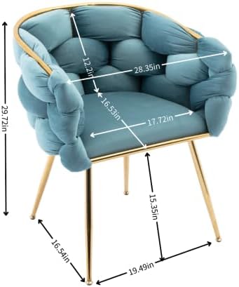 Luxury Modern Simple Leisure Velvet Single Sofa Chair Bedroom Lazy Person Household Dresser Stool Manicure Table Back Chair (Blue + Velvet)