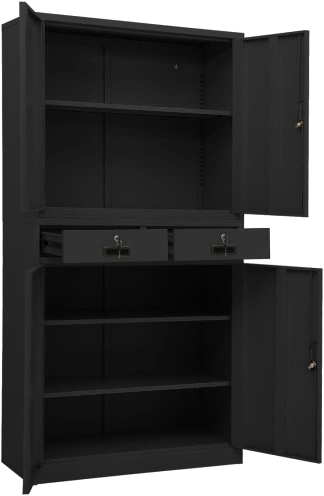 Metal Office Cabinet 70.9 Tall Steel Lockable File CabinetLocking Tool Cabinet Garage Steel Storage Cabinet for Home Office Anthracite 35.4x15.7x70.9 Steel(G)