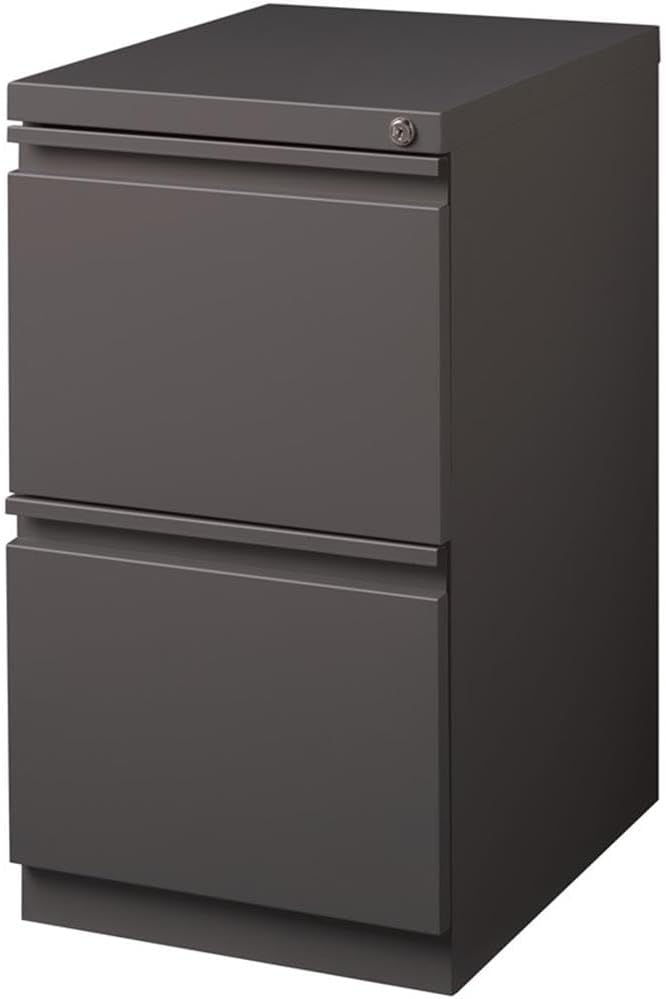 Scranton &amp Co 20 2-Drawer Metal Mobile Pedestal Filing Cabinet Espresso Finish 27.75 H x 15 W x 19.88 D Durable Steel Construction Letter-Size File Storage Hidden Casters Locking Office
