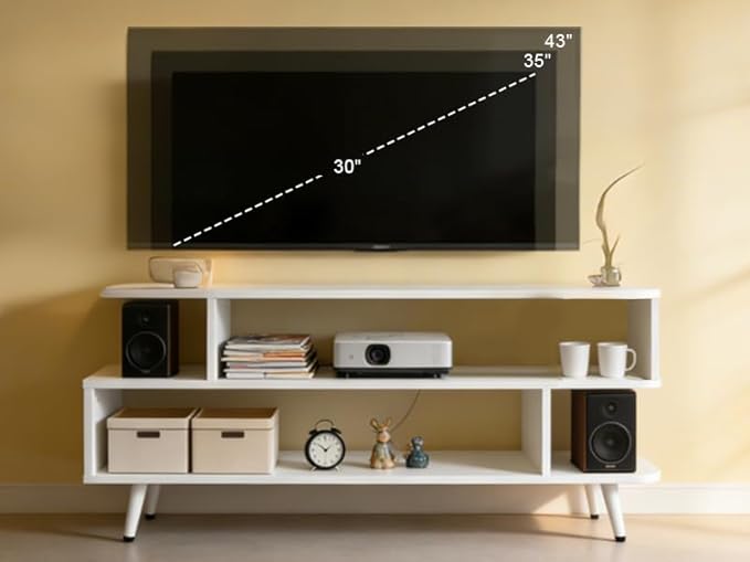 Lightdot TV Stand for TVs up to 45'' Modern Entertainment Center with 3 Storage Open Large Capacity for Collection Media Console Table for Living Room/Entrance/Sofa CabinetEasy Assembly-White