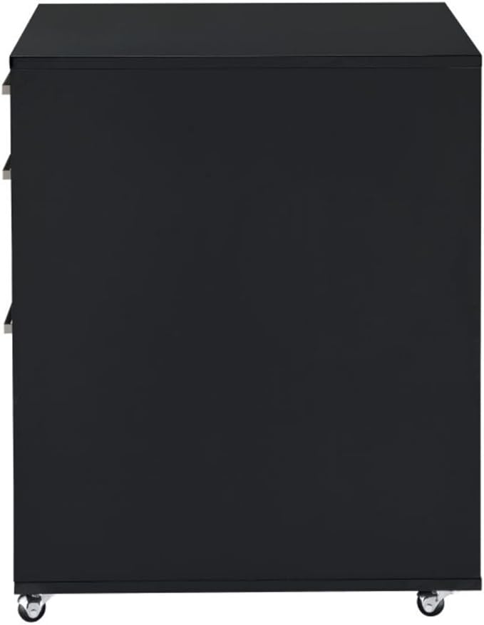 Hassyee High Gloss Rectangular File Cabinet with 3 Drawers Home Office Spacious Filing Cabinets for Entryways or Any Workspace Easy Installation (Black)