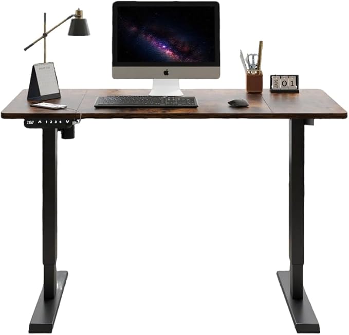 55 Inch Electric Standing Desk Height Adjustable Computer Gaming Desks for Home Office Bedroom Craft Study Table and Work Standing DesksBrown