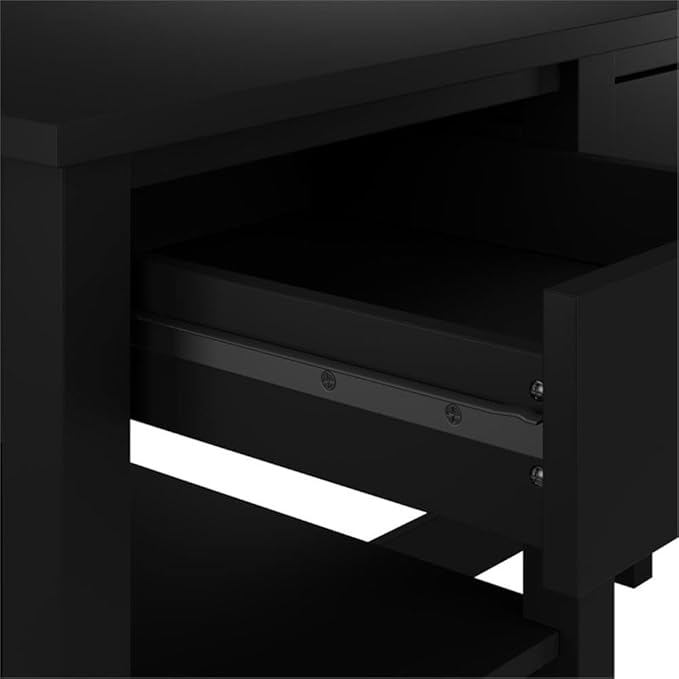 Bush Home Broadview 60W L Shaped Computer Desk with Storage in Classic Black Contemporary Table for Home Office Workspace
