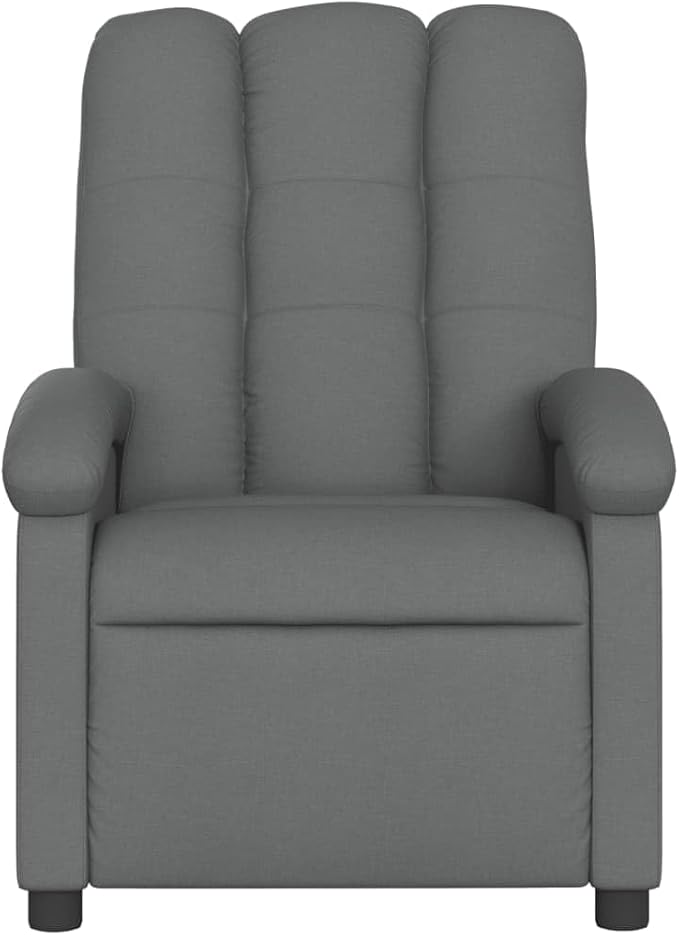 vidaXL Recliner Chair Dark Grey 100% Polyester Fabric Metal Plywood