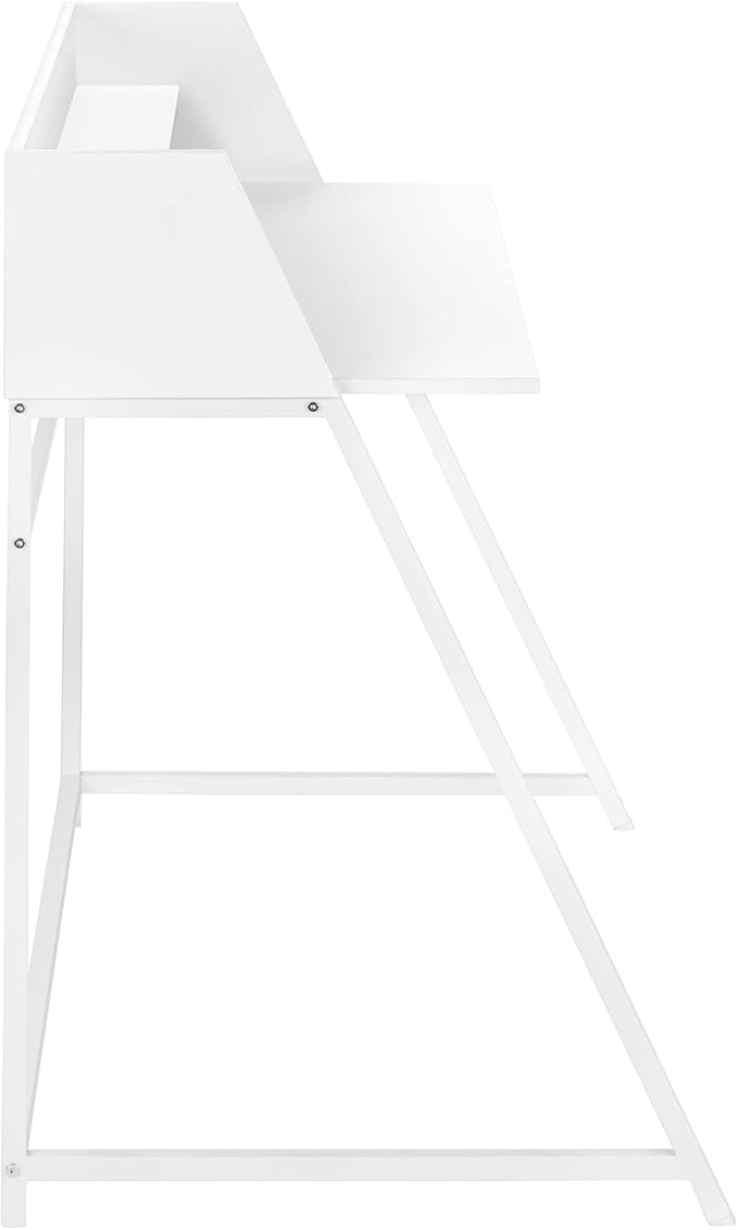 Computer Desk Home Office Laptop Storage Shelves 48 l Work White Laminate White Metal Contemporary Modern DB51