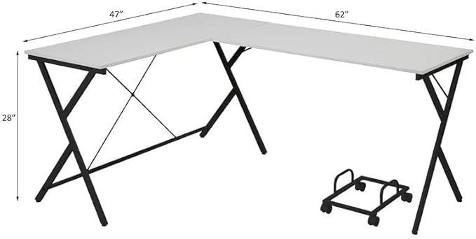 Acme Demas Wooden Top Computer Desk with Computer Holder in White and Black