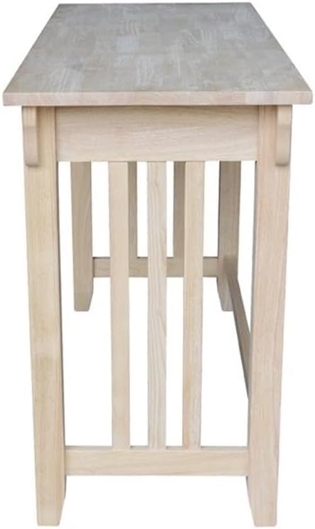 Pemberly Row Mid Century Writing Desk 45 W x 22 D x 30 H Solid Hardwood Butcher Block Surface Single Drawer with Euro Glide Ready to Assemble Home Office Desk