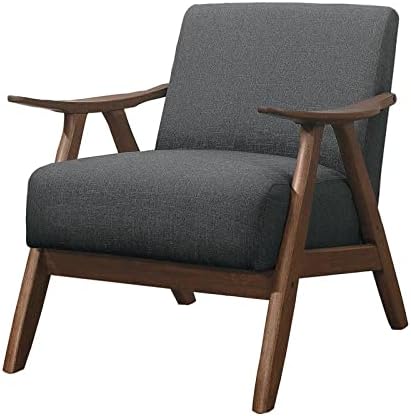 Benjara Fabric Upholstered Accent Chair with Curved Armrests Gray