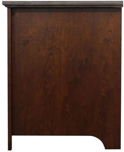 Pemberly Row Contemporary Executive Desk 71 Wide Two-Tone Brown Finish Transitional Style with Cabinet and Shelf Cord Management for Home Office Workspace