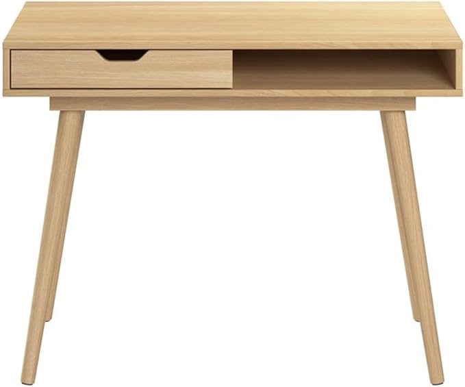 Nora 40W Writing Desk in Natural Oak | Compact Writing Table with Storage Workstation for Home Office or Study Room