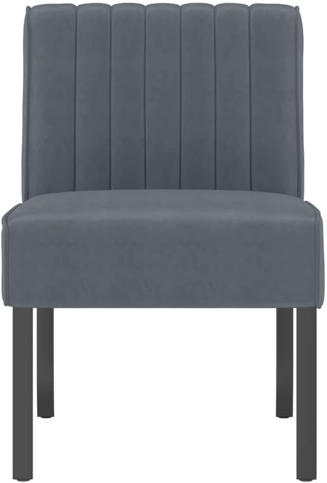 Dark Grey Velvet Slipper Chair - Velvet Bedroom Armchair with Legs Living Room Chair for Living Room/Coffee/Vanity
