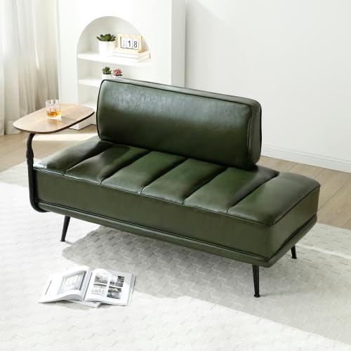 55 Sofa Couch for Living Room with 360° Swivel Side TableUpholstered Small Couches for Bedroom Office or Apartment (Green)