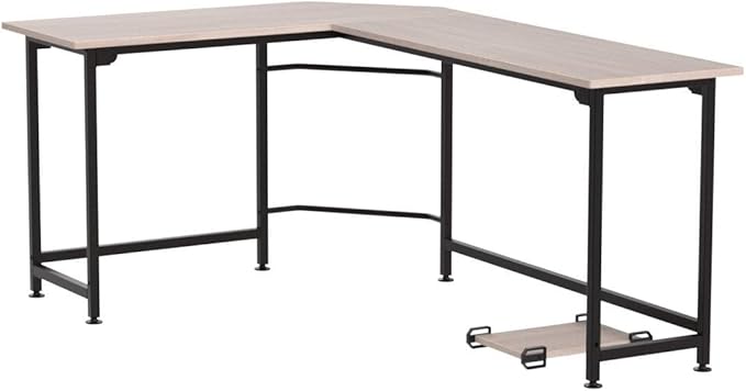 VECELO Corner DeskOffice Tables for Living Room for Small Space Triangle Computer Desk with Steel Frame Corner Shelves with Metal Frame Writing Desk for Workstation Classic White 66