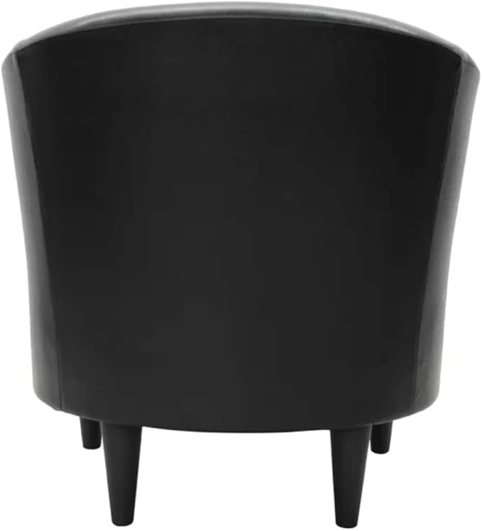 Stylish Black Faux Leather Lounge Chair Living Room 31.5'' Wide Modern Style Solid and Engineered Wood Frame Black Tapered Dowel Legs | Foam Seat Material Tight Back Pretty Coal Shade Durable