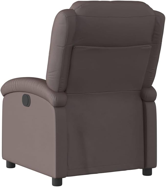 vidaXL Recliner Chair Dark Brown Real Leather Metal Plywood