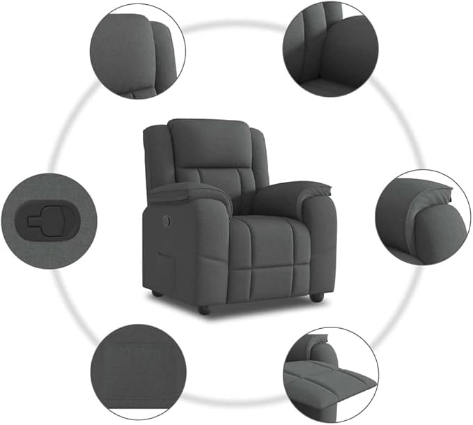 vidaXL Recliner Chair Dark Grey Polyester Metal Plywood Foam PP Fiber