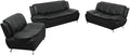 Lounge Comfy Faux Leather Sectional Sofa Modern Couch for Small Living Room/Dorm/Bedroom/Office/Apartment for Small Spaces (Black-1 Three-Piece)