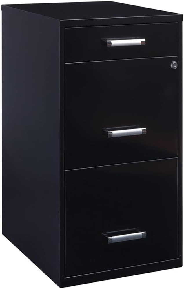 Scranton &amp Co Set of 2 18 D 3-Drawer Metal Filing Cabinet with Pencil Drawer