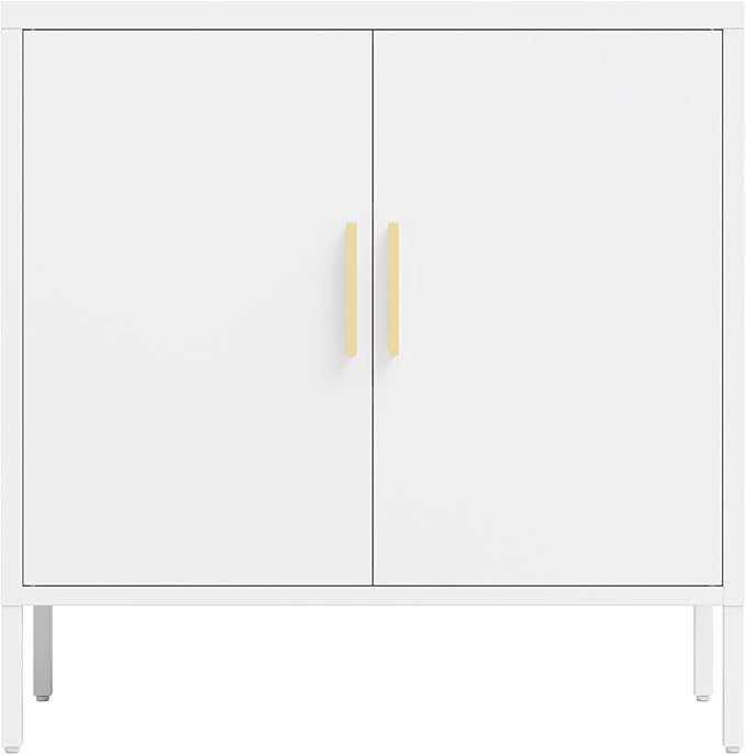DShade Sideboard Cabinet Cold-Rolled Steel Storage Cabinet with 2 Doors &amp 2 Adjustable Shelves Garage Storage Cabinet Metal File Cabinet for Home Office School Gym (White)