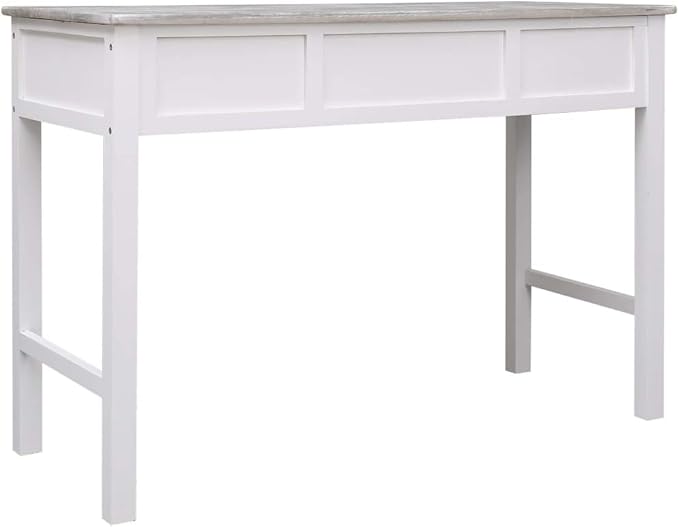 Wooden Writing Desk Modern Simple Home Office Computer Laptop Writing Desk with 2 Drawers and 1 Open Compartment Gray 43.3x17.7x29.9 Wood-83