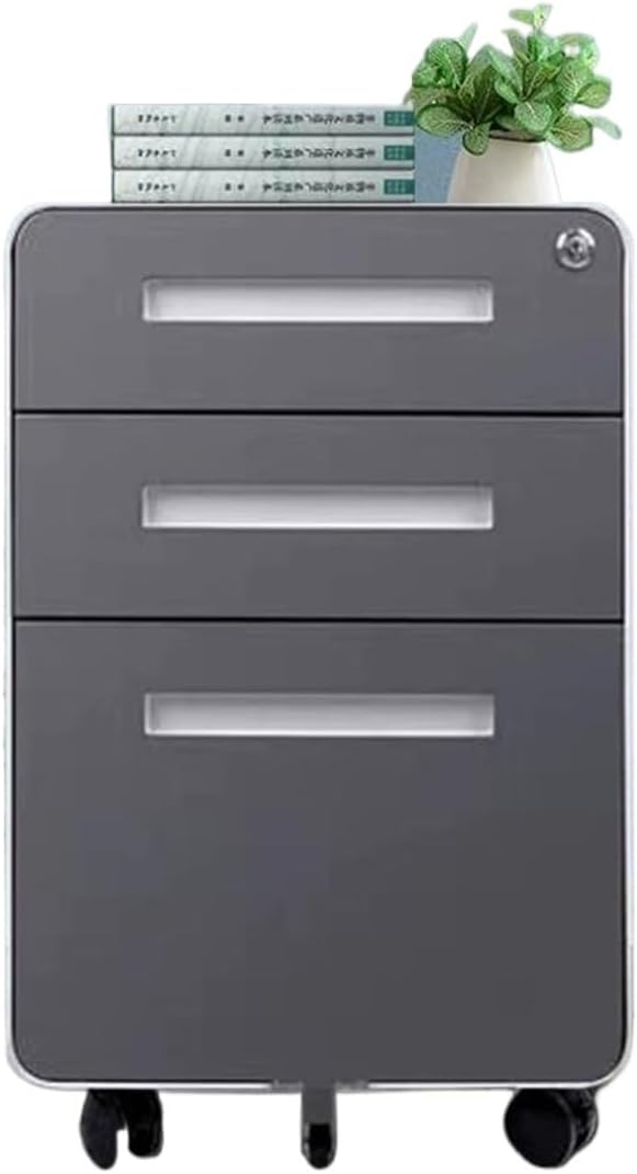 Removable File Cabinet Under Desk Storage Cabinet Filing Cabinet Three Drawer Office Cabinet with Locking Drawer Cabinet (Color : Grey)