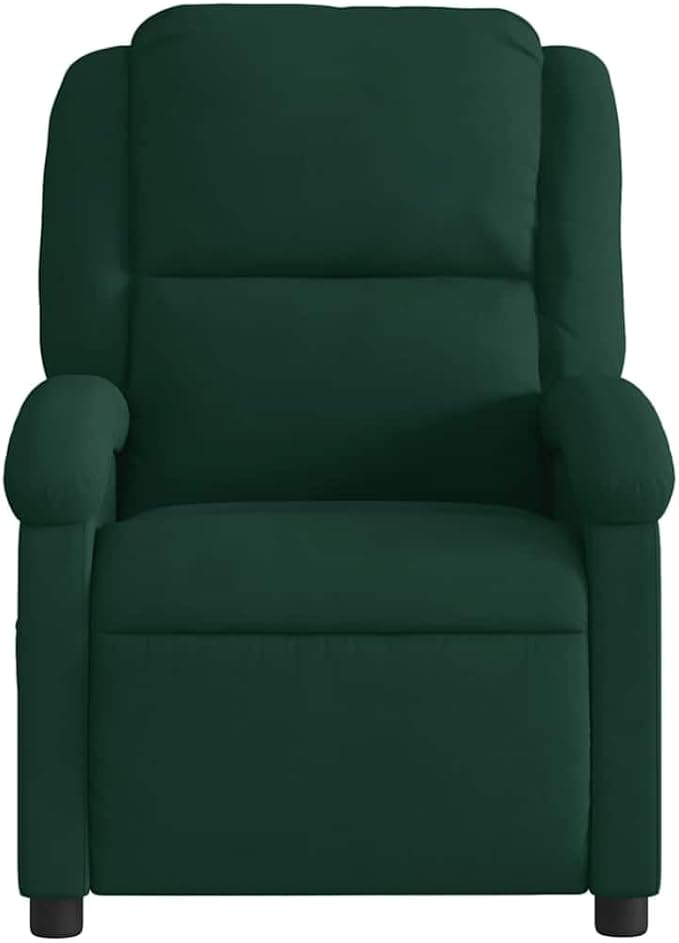 vidaXL Velvet Massage Recliner Lounge Chair - Dark Green Manual Recline USB-Powered Vibration Thick Padding Sturdy Frame