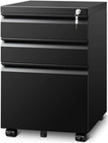 3 Drawer File Cabinet with 4 Wheels Capacity 120 Lb Locking File Cabinet- for A4 Letter-Head Legal-Size Folders - for Office&ampStudy Black