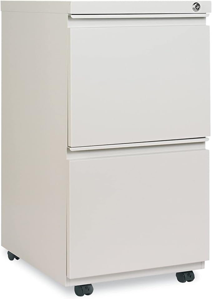 Alera PBFFLG Two-Drawer Metal Pedestal File with Full-Length Pull 14 7/8w x 19 1/8d Lt Gray