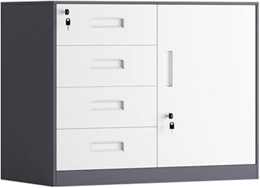 Filing Cabinet Low Cabinet File Cabinet Office Tin Financial Data Cabinet Living Room Drawer Storage Storage Cabinet with Lock Small Cabinet File Storage Cabinets ( Color : C-4 Drawer  Size : 1.0mm )