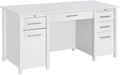 BOWERY HILL Contemporary Wood Lift Top Home Office Desk High Gloss White Finish 60 in Wide MDF and Particle Board Construction 4 Drawers Storage Trays Ergonomic Workspace